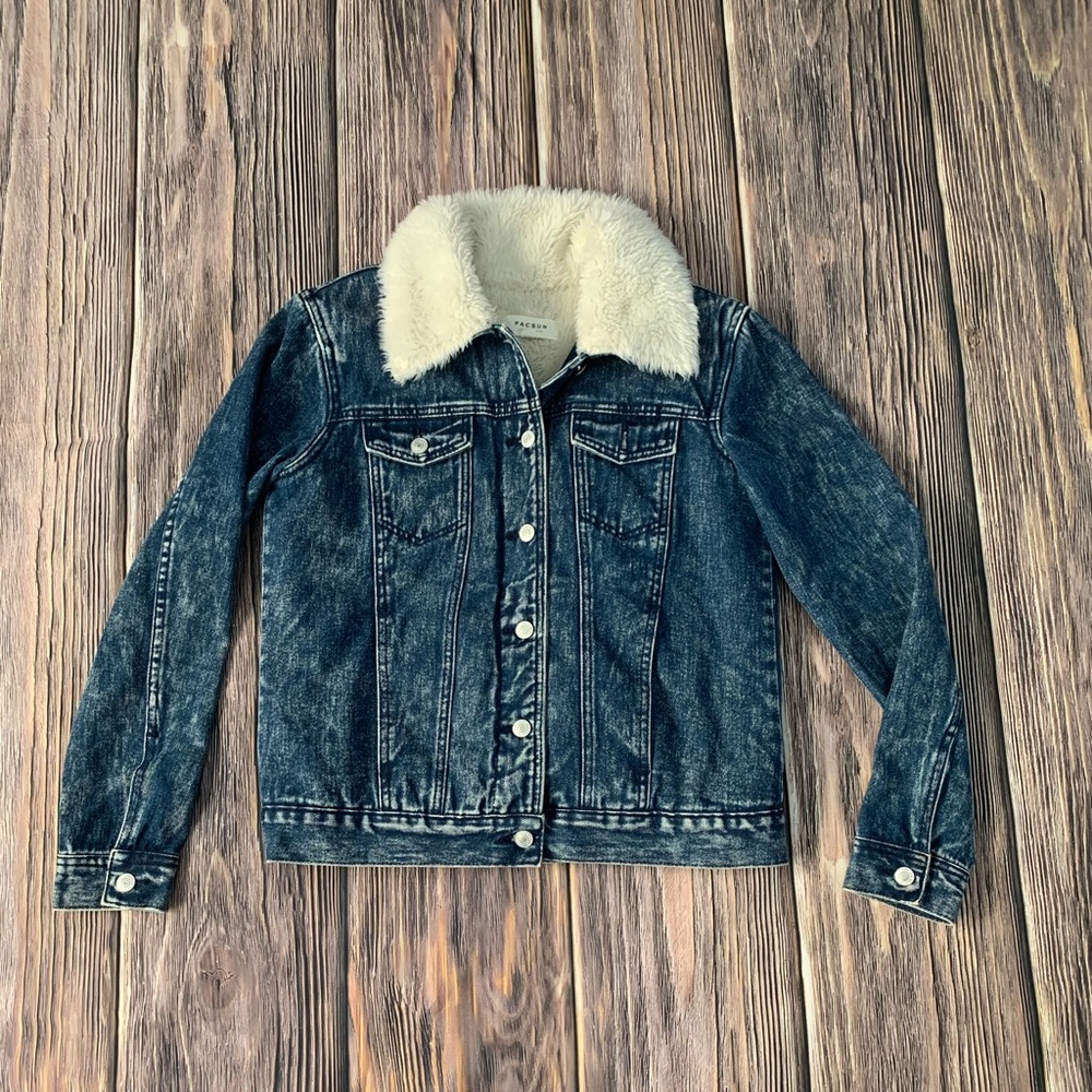 PACSUN Demin Jacket With Faux Fur